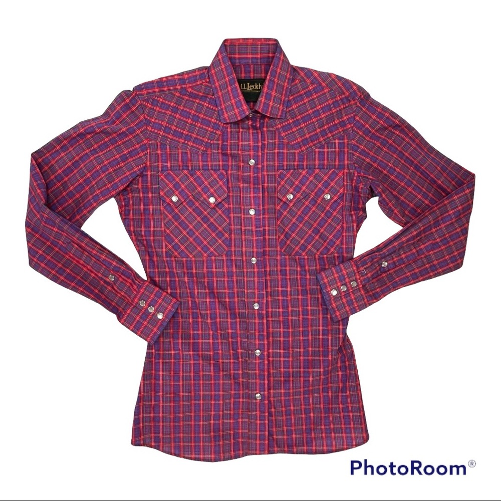 M.L. Leddy’s Plaid Pearl Snap Western Shirt NWT
